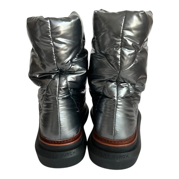 Tory Burch Sleeping Bag Quilted Puffy Platform Sliver Snow Boots Size 10.5 - Picture 5 of 15